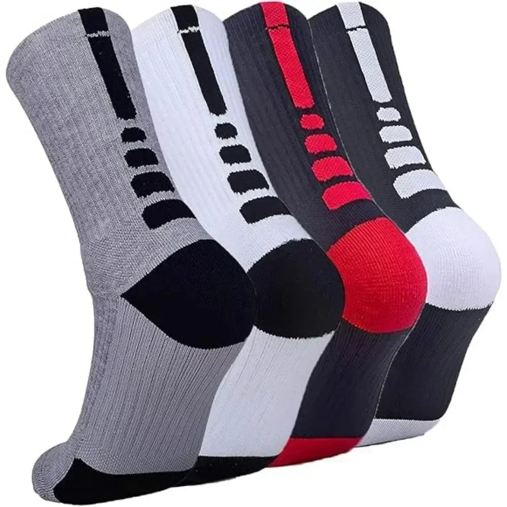 4Pairs Elite Basketball Socks Cushion Athletic Crew Socks Thick Performance Sport Soccer Towel Socks 7-12