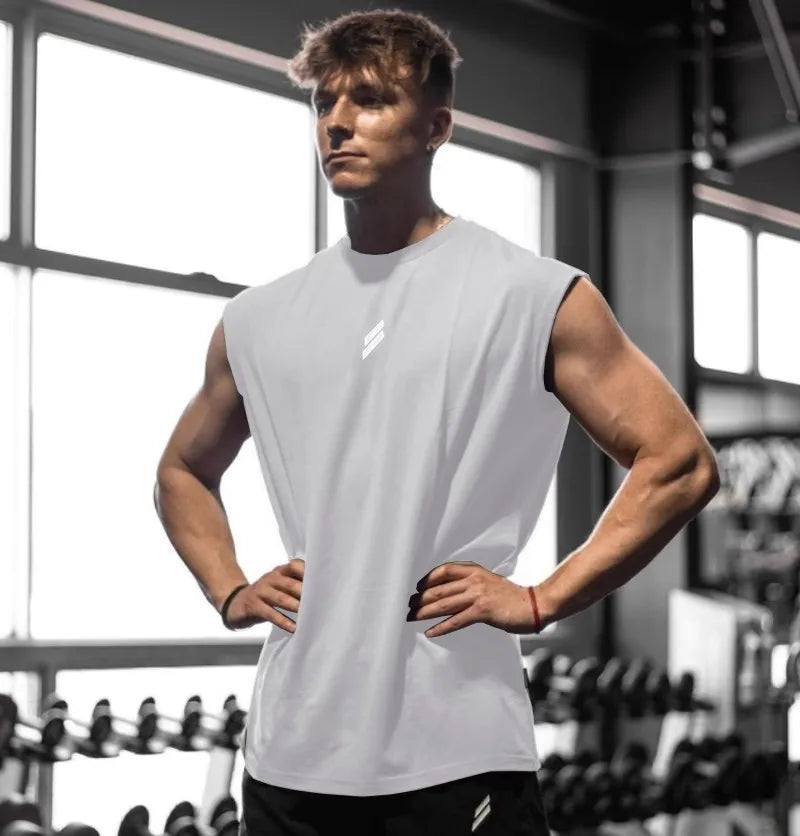 Running Tank Top Men Summer Sport Gym Vest Quick Dry Training Tanktop Workout Singlets Man Fitness Bodybuilding Sleeveless Shirt