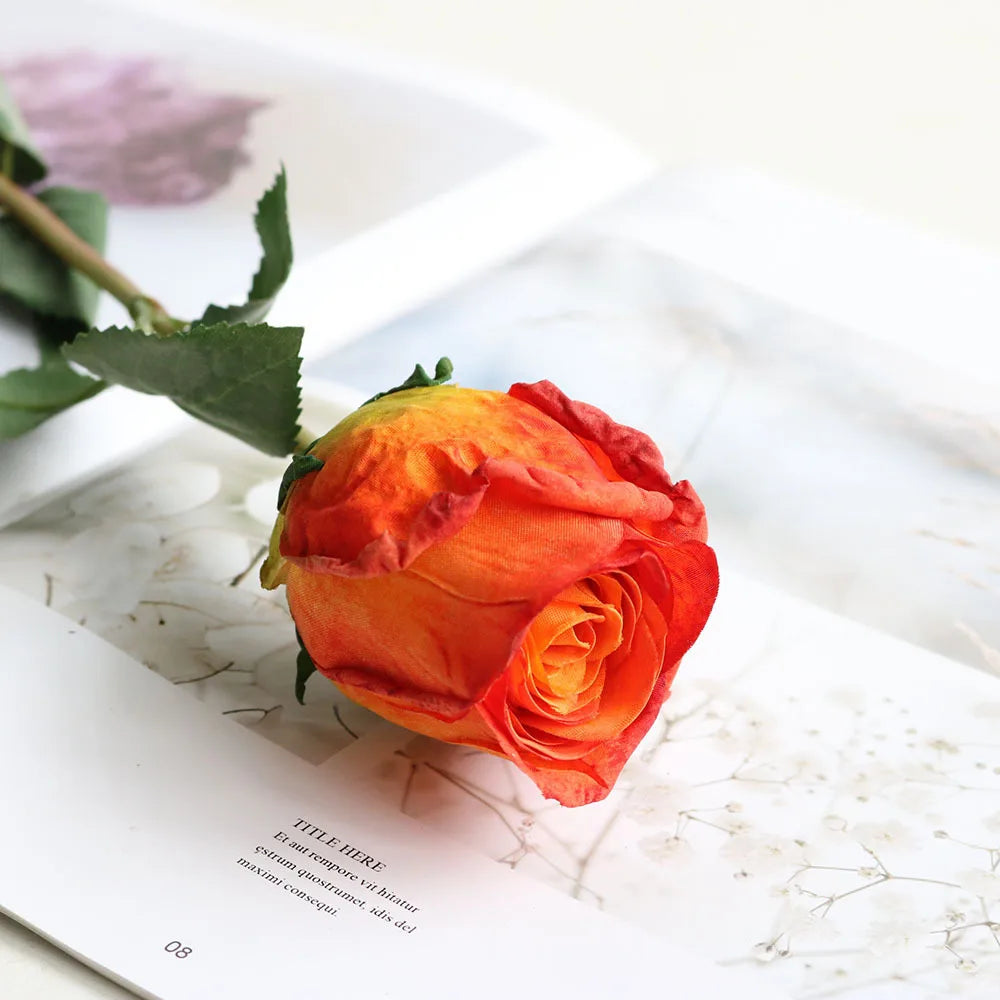 Artificial 58CM Rose Flowers Single Fire-roasted Fake Peony Wedding For Home Garden Party Decoration White Rose Dried Flowers