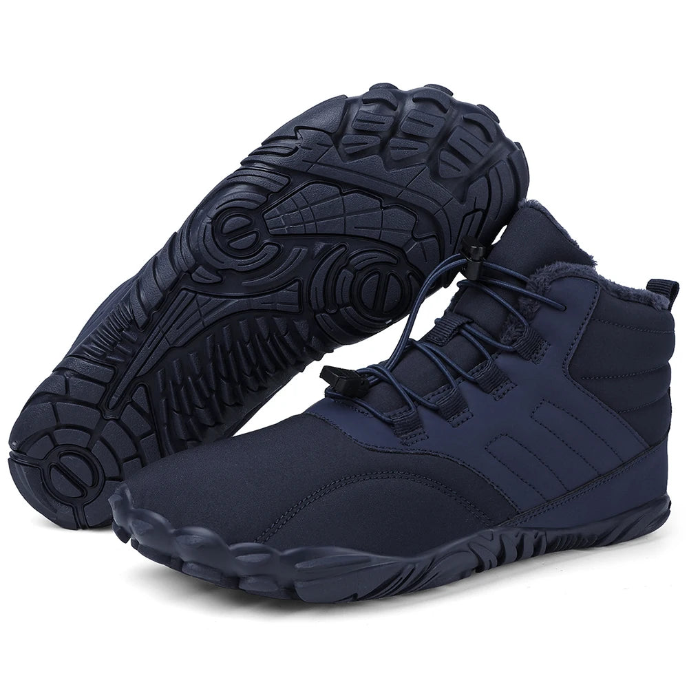 Winter Warm Running Barefoot Shoes Women Men Rubber High Ankle Boots Waterproof Non-Slip Breathable for Trekking Climbing