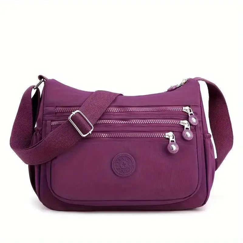 Portable Unisex Sports Pink Durable Outdoor Travel Crossbody Cycling Light Shoulder Nylon Bag with Zipper