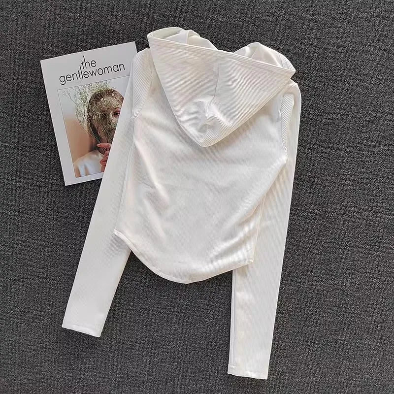 Women's Yoga Coat Short Sports jacket Fitness Yoga Shirt Cycling Running Coats Zipper jacket Hooded Long Sleeve Sports Jacket
