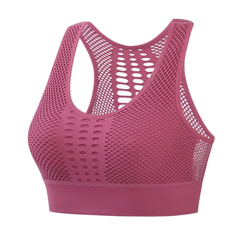 Women Breathable Active Bra Mesh Sports Bras Push Up Gym Fitness Yoga Underwear Female Seamless Running Yoga Bra Sportswear 2023