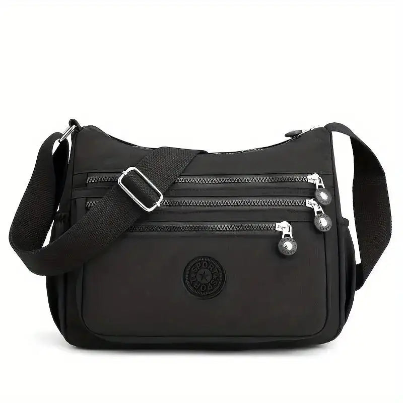 Portable Unisex Sports Pink Durable Outdoor Travel Crossbody Cycling Light Shoulder Nylon Bag with Zipper