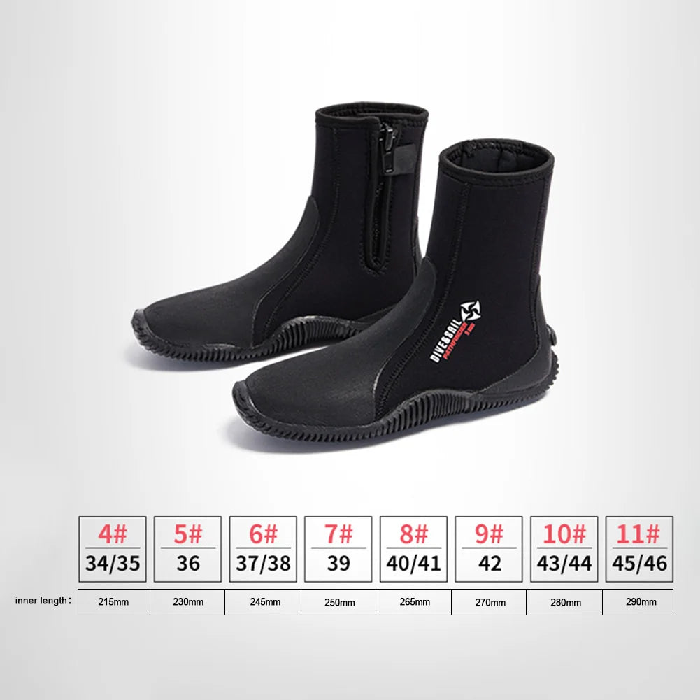 5MM Neoprene Diving Boots Wetsuit Water Shoes Non-slip Beach Water Boots Unisex Waterproof Snorkeling Fin Sock For Water Sport