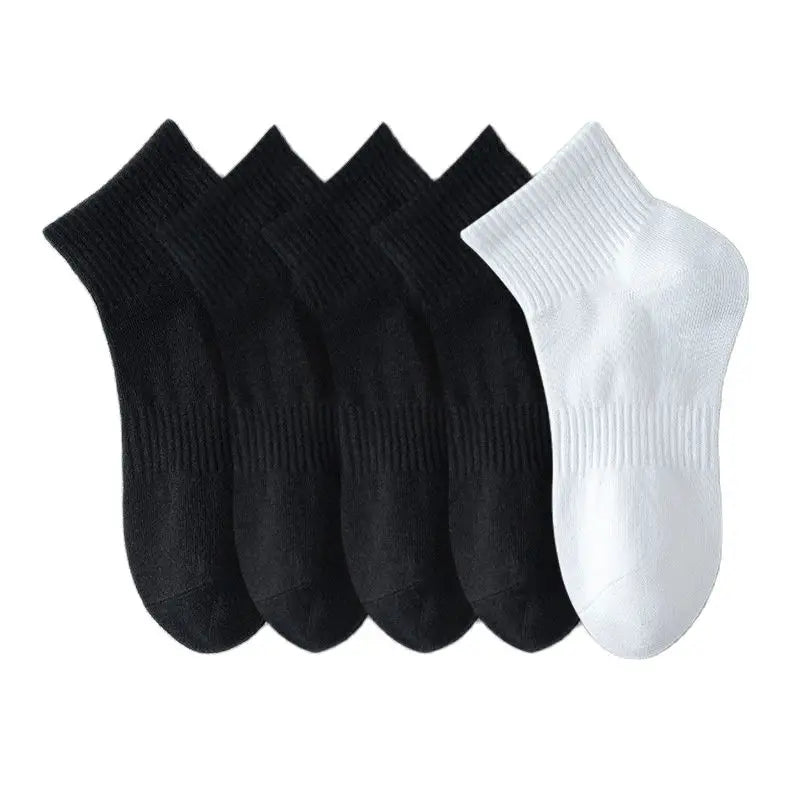 5 Pairs/lot 100% Cotton Men's Socks Spring Autumn Black White Absorption Women's Boat Socks Anti-Odor Breathable Sports Socks