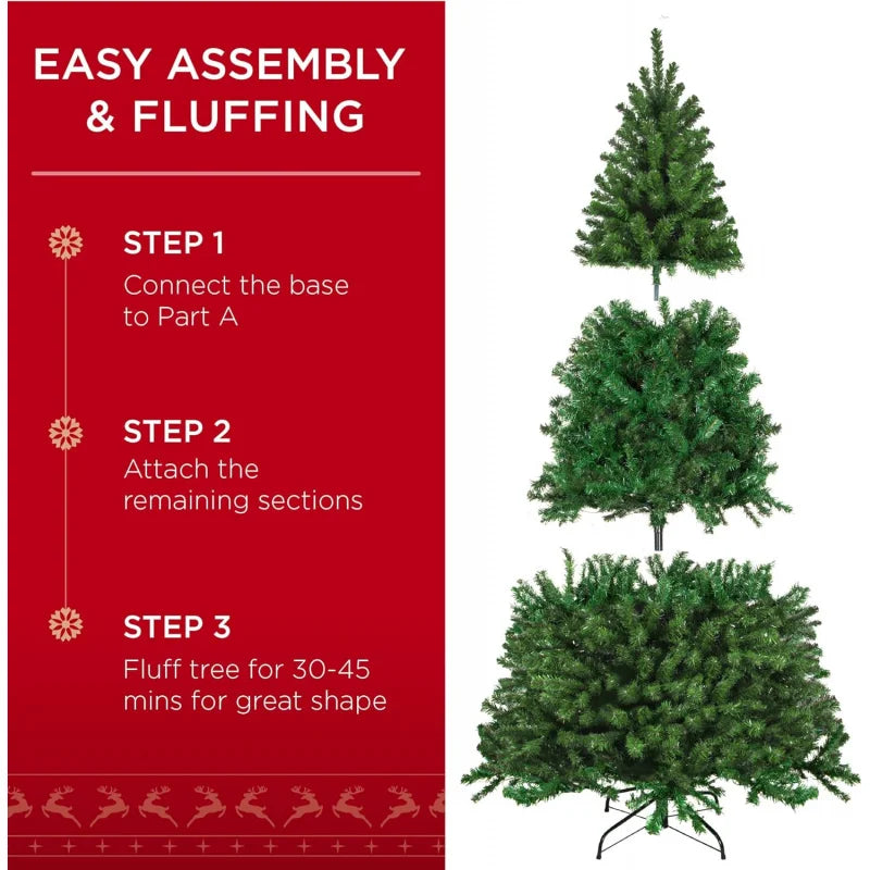 7.5ft Premium Artificial Spruce Christmas Tree - Unlit, Realistic Look, Dense Branches, Easy Assembly & Metal Base