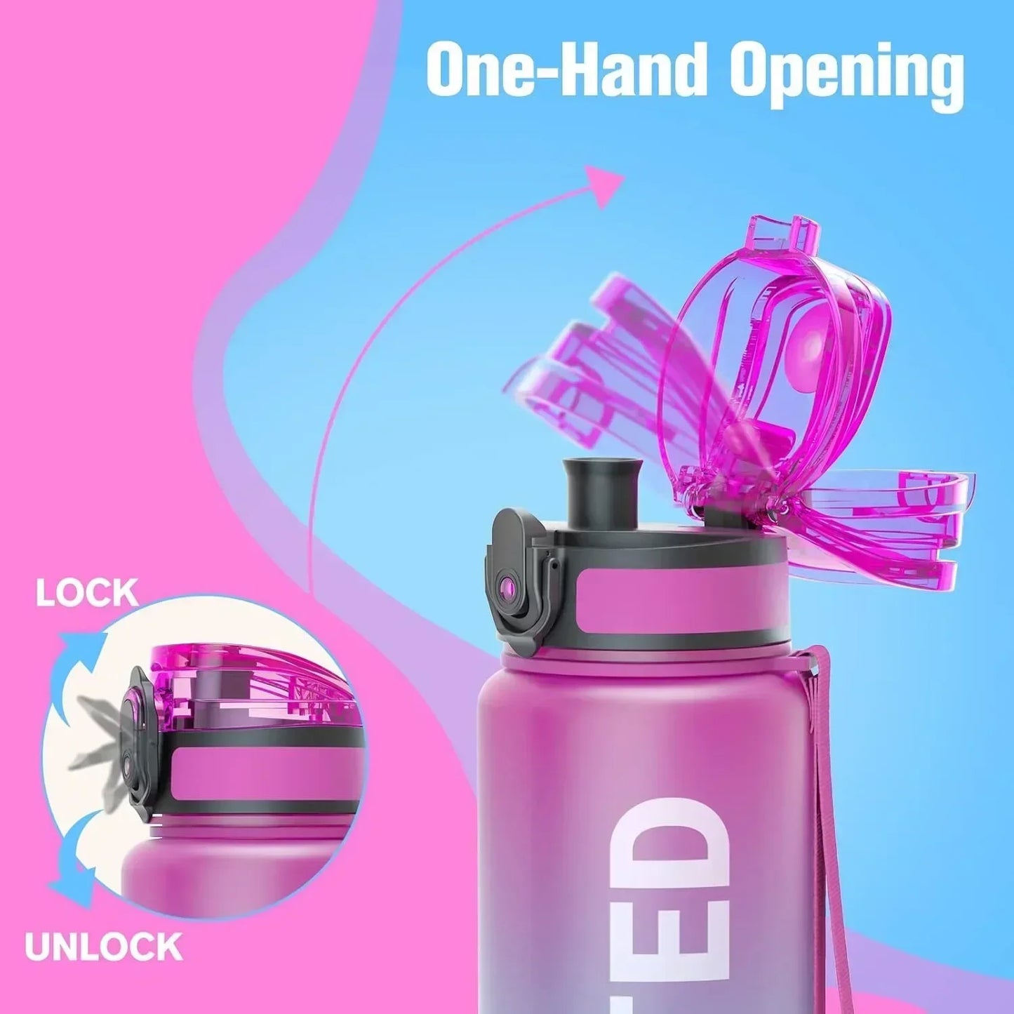 32oz Water Bottle Motivational Sport Water Bottle Leakproof Drinking Bottles Outdoor Sports Travel Kettle Drinking Water Bottle