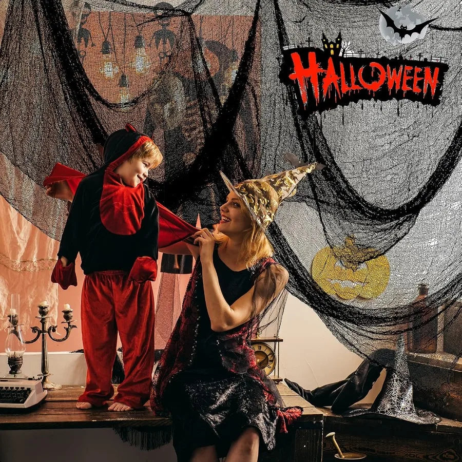 5Pcs Halloween Creepy Cloth Black 30×72inch Halloween Decorations Clearance Creepy Spooky Halloween Decorations Outdoor Indoor
