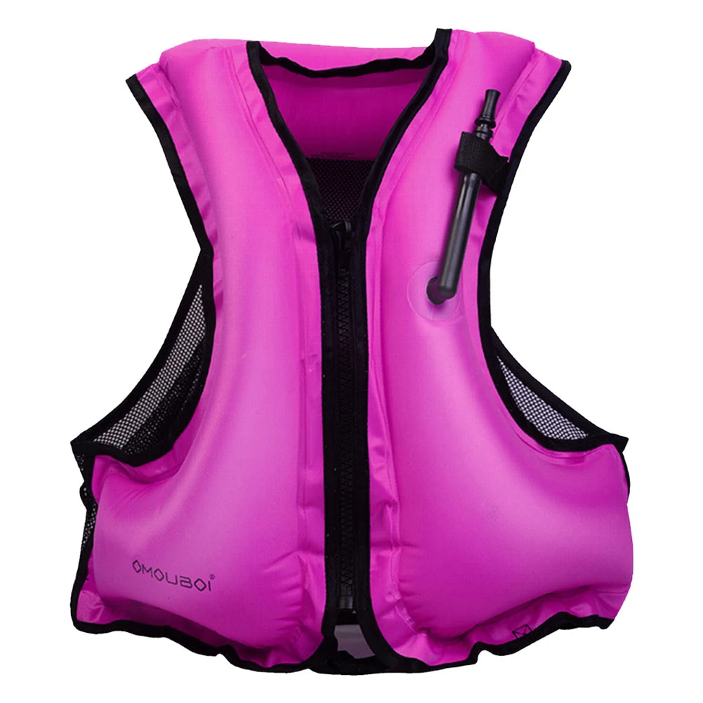Inflatable Snorkeling Vest Adjustable Inflatable Buoyancy Vest Floating Life Vest for Snorkeling Swimming Kayaking Boating