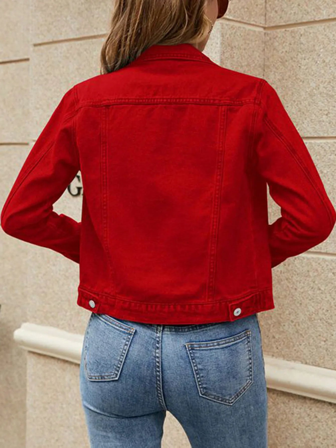 Womens Denim Jacket Single Button Classic Solid Color With Pockets Stylish Casual Jacket For Women Everyday Wear Comfortable Dur