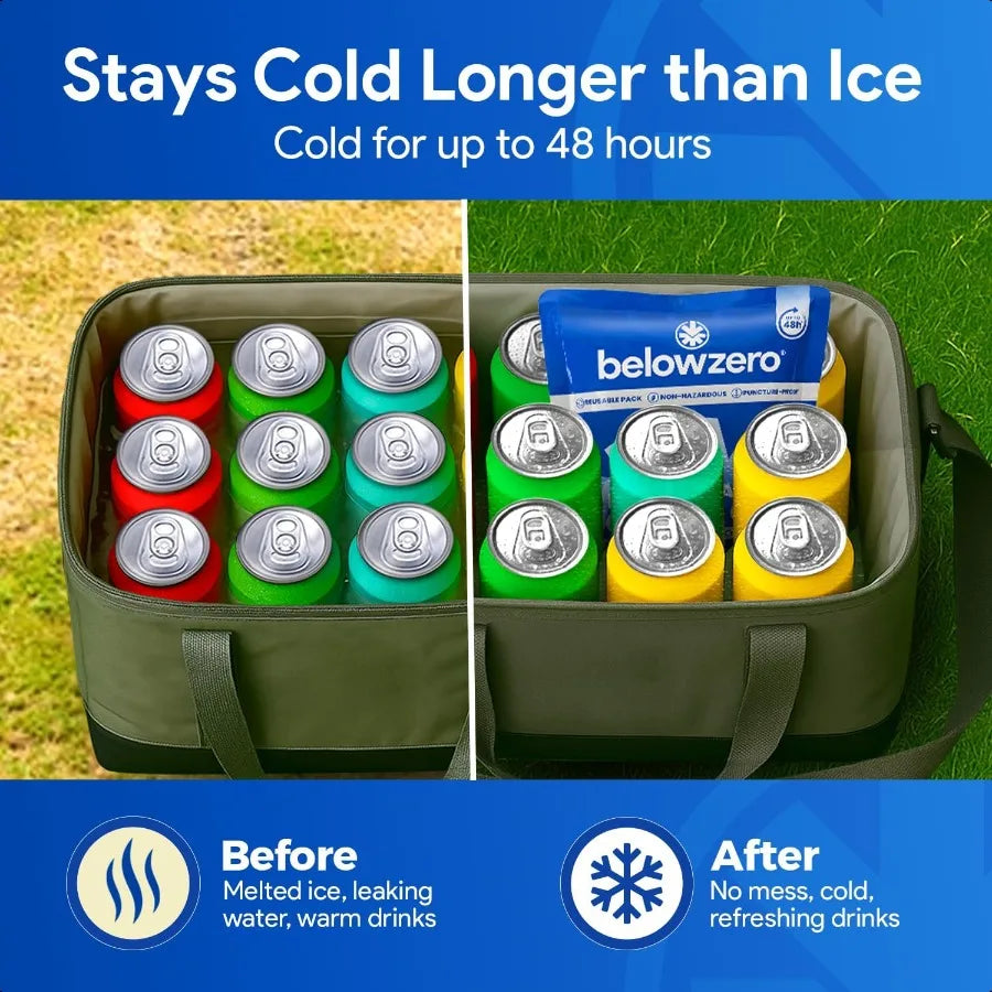 Prefilled Reusable Ice Packs for Coolers Long Lasting Freezer Ice Blocks for Camping Lunch Bags More 48 Hour Cooler Ice Pack Te