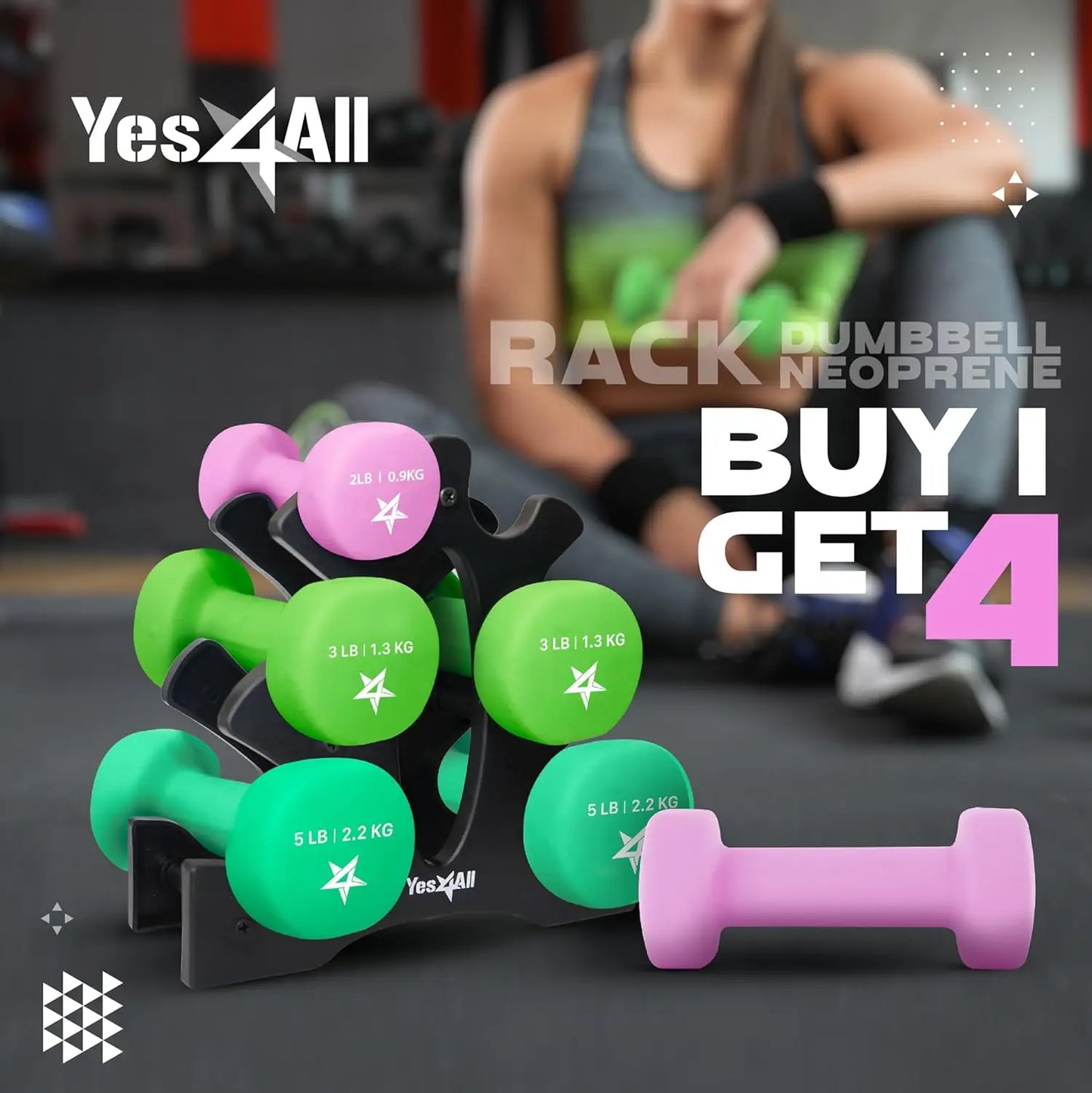 Coated Dumbbell Hand Weight Sets Multiple Weight Options with Rack Anti roll Anti Slip Hexagon Shape