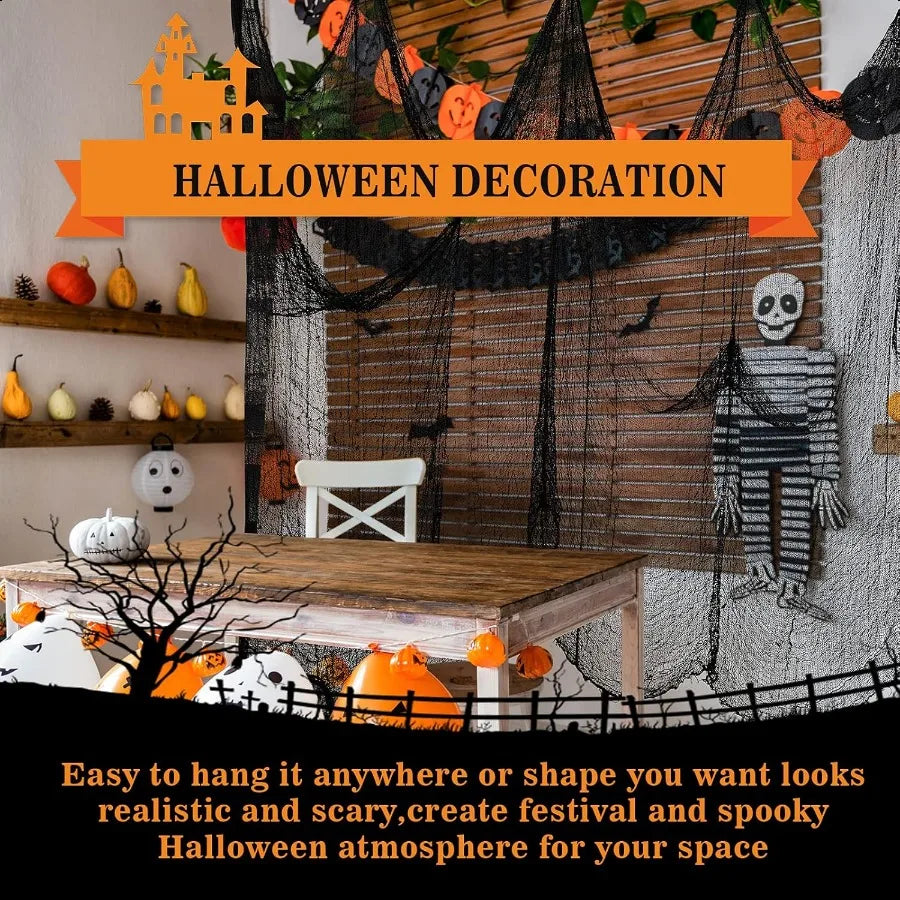 5Pcs Halloween Creepy Cloth Black 30×72inch Halloween Decorations Clearance Creepy Spooky Halloween Decorations Outdoor Indoor