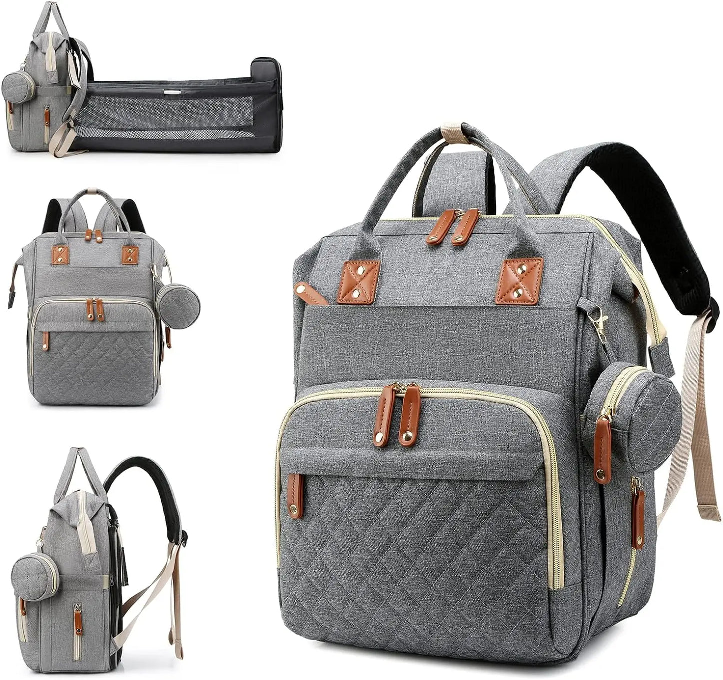 Diaper Bag with Changing Station 3 in 1 Baby Diaper Backpack with Foldable Changing Pad, Large Travel Back Pack for Girl Boy
