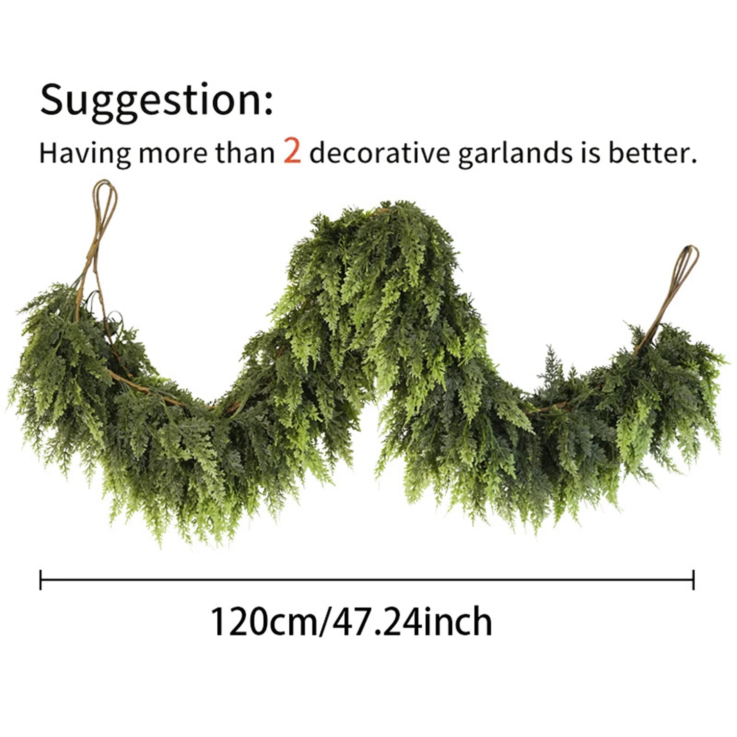 Artificial Pine Garland with Red Berries and Pine Cones for Christmas Home Party Decoration Festive Greenery Vine Décor