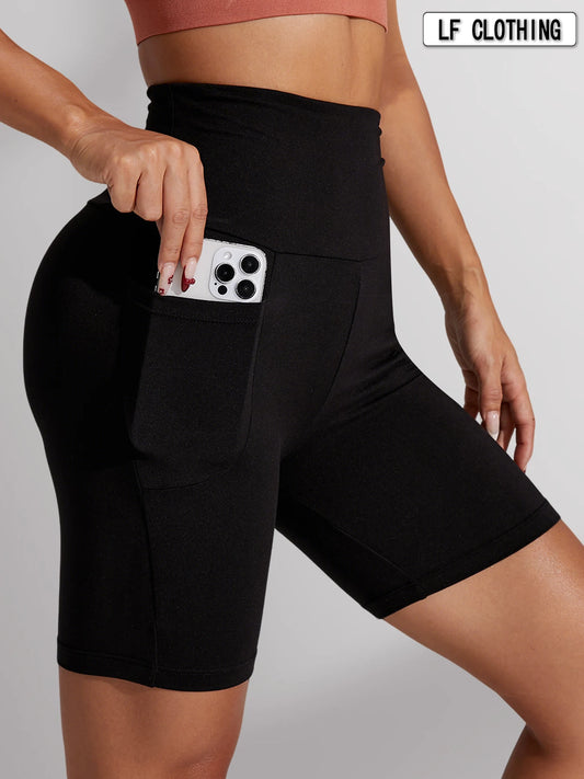 High Waisted Biker Shorts For Women With Pockets No See Through Workout Running Yoga Athletic Shorts Push Up Gym  Fitness