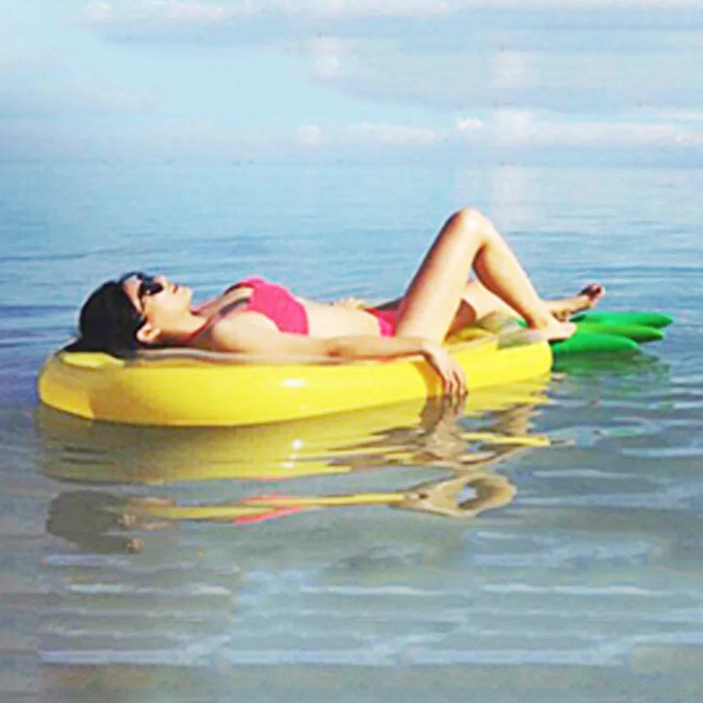 Pineapple Inflatable Hammock Bed Foldable Floating Water Recliner Mats Comfortable PVC Porous Exhaust Large Size for Summer Pool