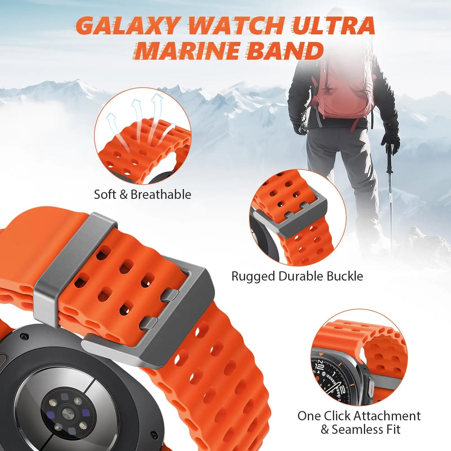 Marine Band For Samsung Galaxy Watch Ultra Accessories Silicone Sport Bracelet correa Galaxy Watch 7 Ultra 47mm Original Strap