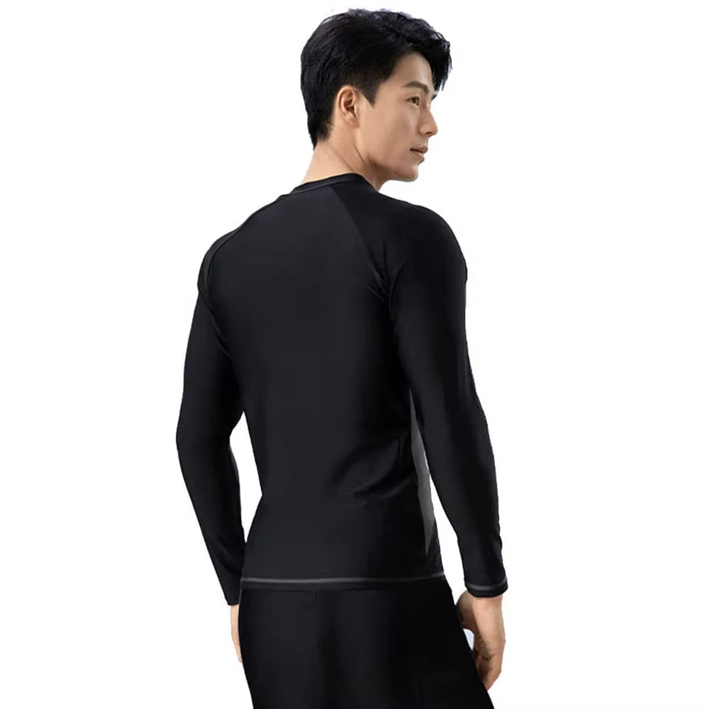 New Mens Quick-Drying Swimsuit Long-Sleeved Sun-proof Beach T-shirt Snorkeling Surfing Suit Water Sports Swimsuit Surfing Top