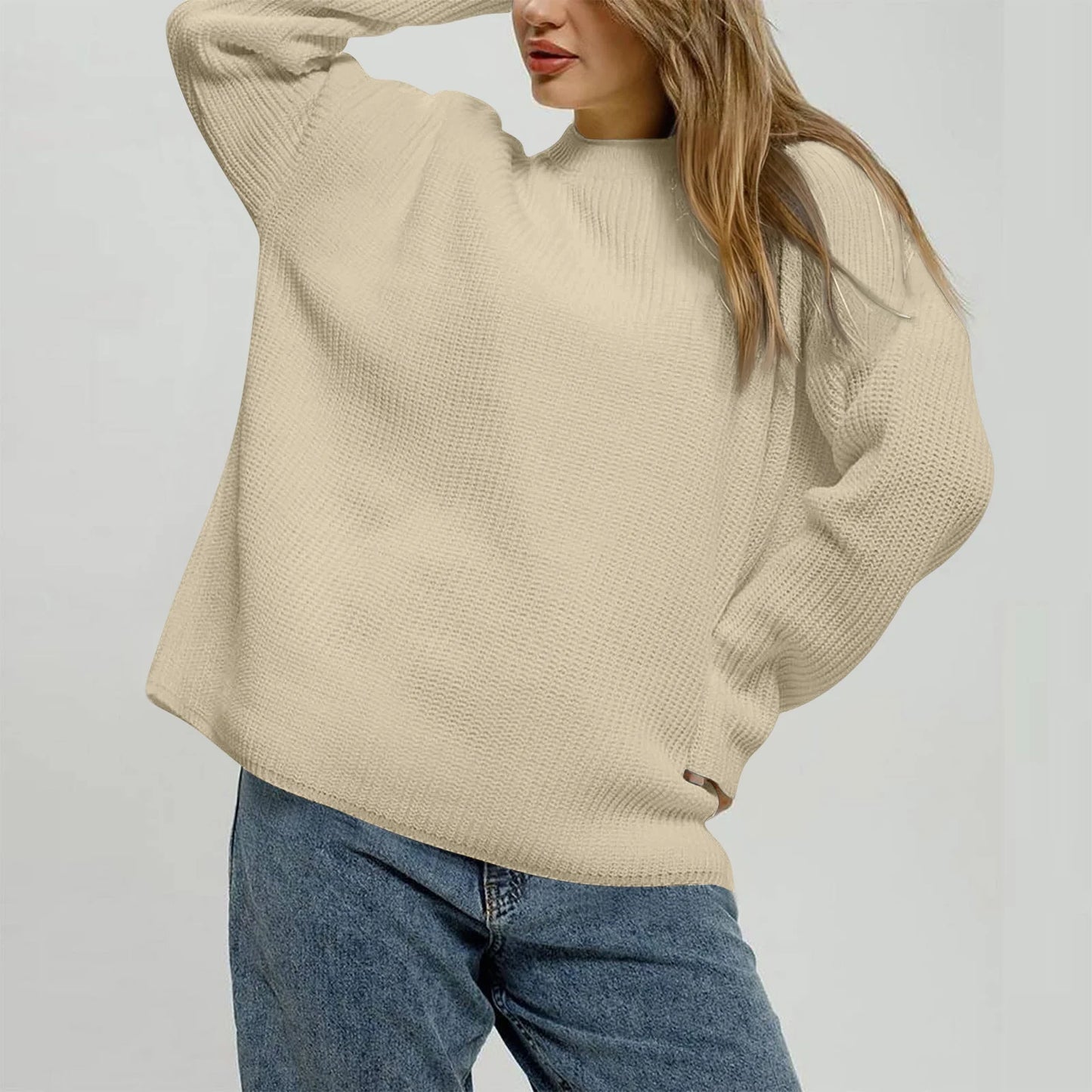 2025 Women'S Solid Color Loose Casual Long Sleeved Knitted Sweater Top Sweater Pulls Femmes Woman Clothes Sweater For Woman