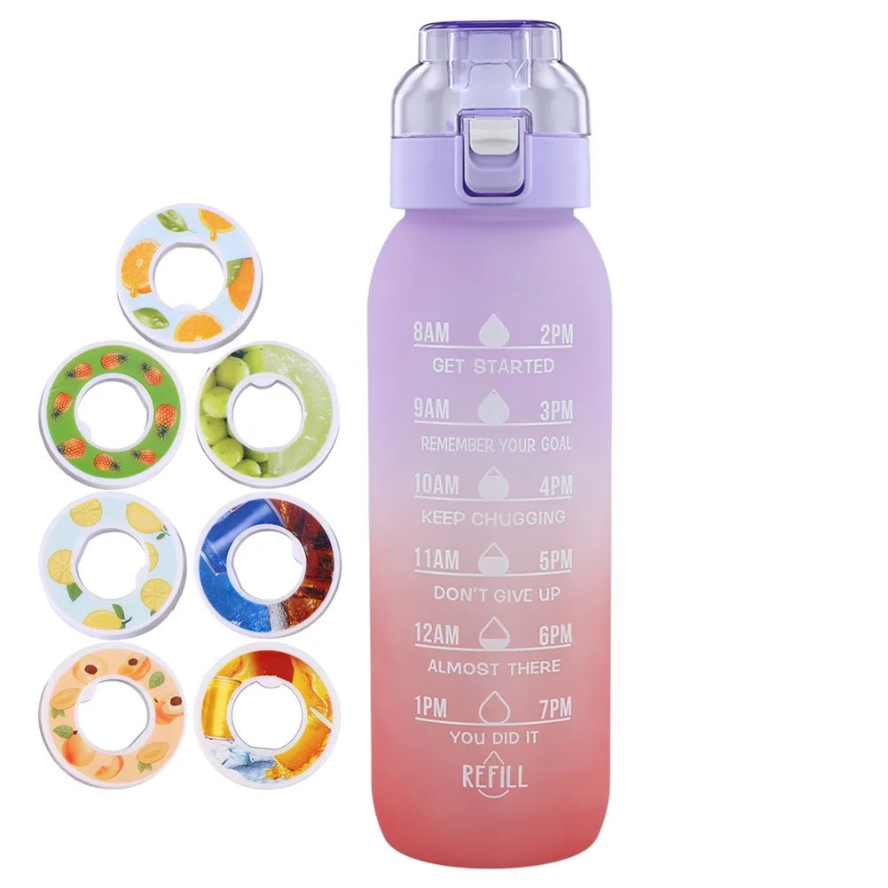 1000ML Fruit Flavor Water Cup Large Capacity with 7 Rods Drinking Cup Fragrance Smelling Water Bottle for Travel Climbing Hiking