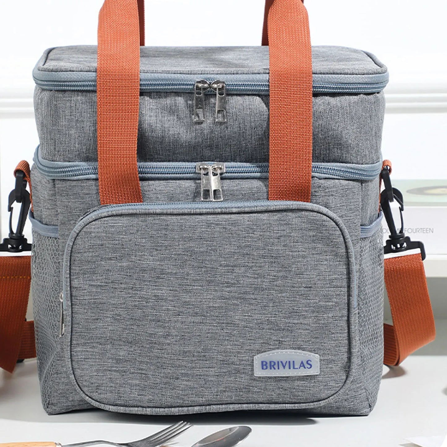 1PC Double Layer Lunch Bag Large Capacity Thermal Insulation Lunch Bags Leakproof Cooler Tote For Men Women Work Picnic School