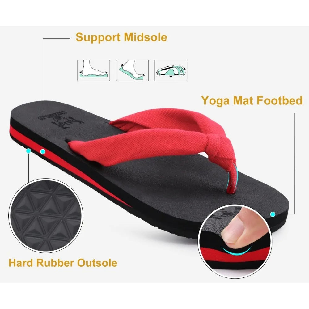 Flip Flops for Women with Arch Support Yoga Mat Comfortable Summer Beach Walking Thong Cushion Sandals Slip On Indoor Outdoor