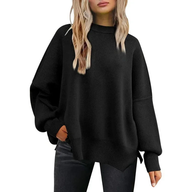 Autumn Women's Oversized Sweaters 2024 Fall Crewneck Batwing Sleeve Pullover Sweaters