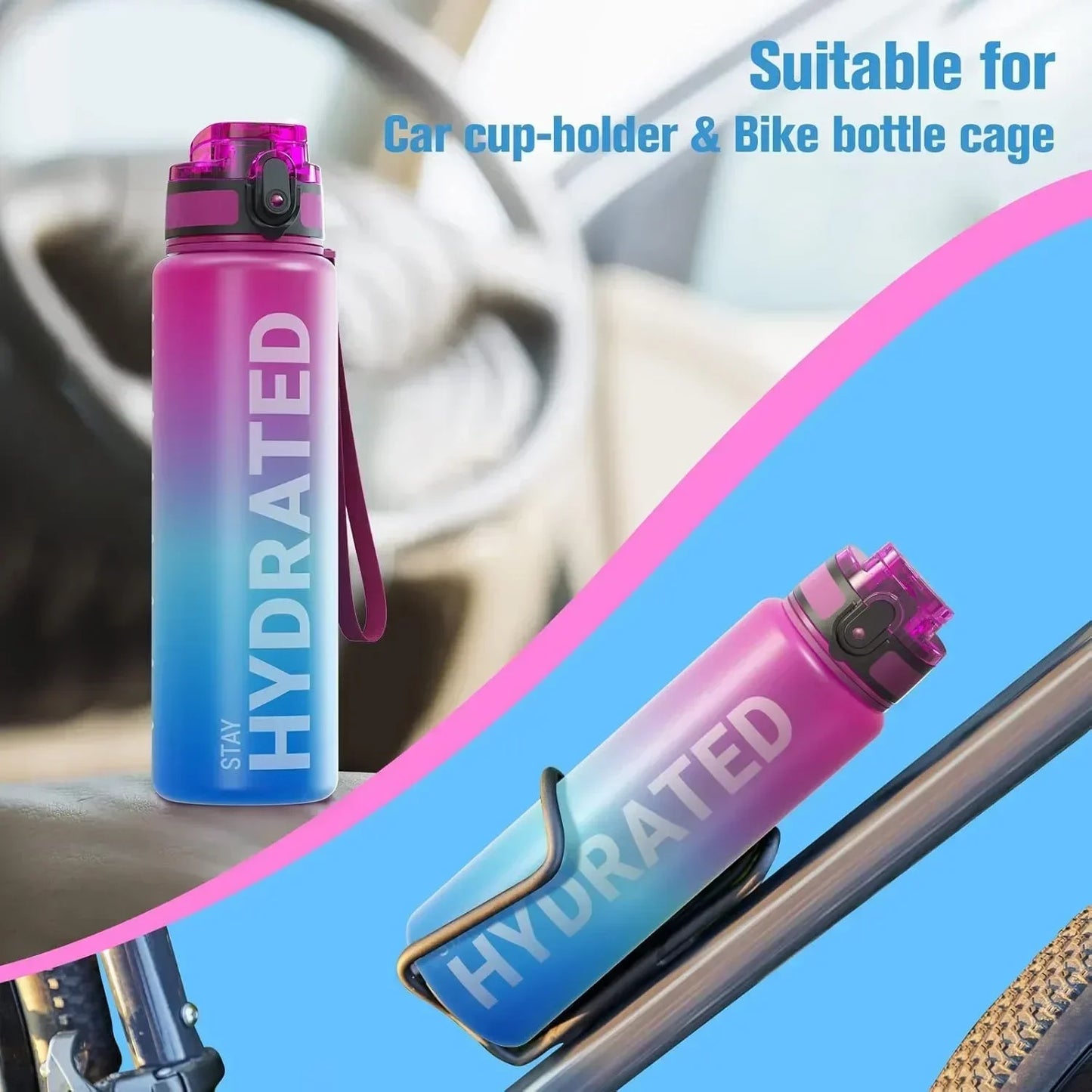 32oz Water Bottle Motivational Sport Water Bottle Leakproof Drinking Bottles Outdoor Sports Travel Kettle Drinking Water Bottle