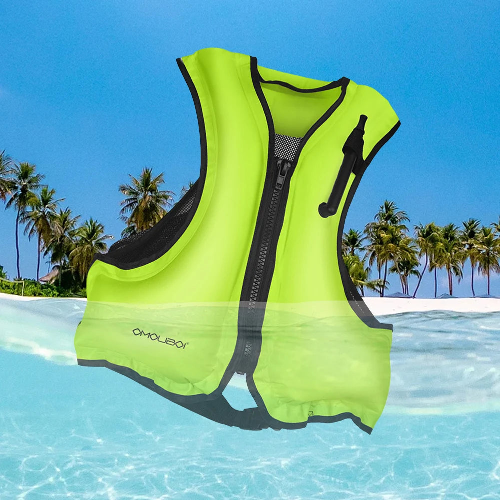 Inflatable Snorkeling Vest Adjustable Inflatable Buoyancy Vest Floating Life Vest for Snorkeling Swimming Kayaking Boating