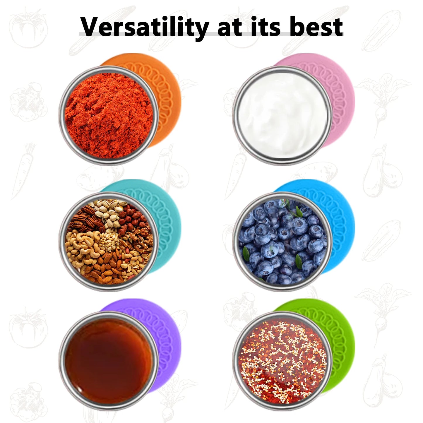 Salad Dressing Cups Sauce Container Reusable Leakproof 304 Stainless Steel Condiment Containers With Silicone Lids