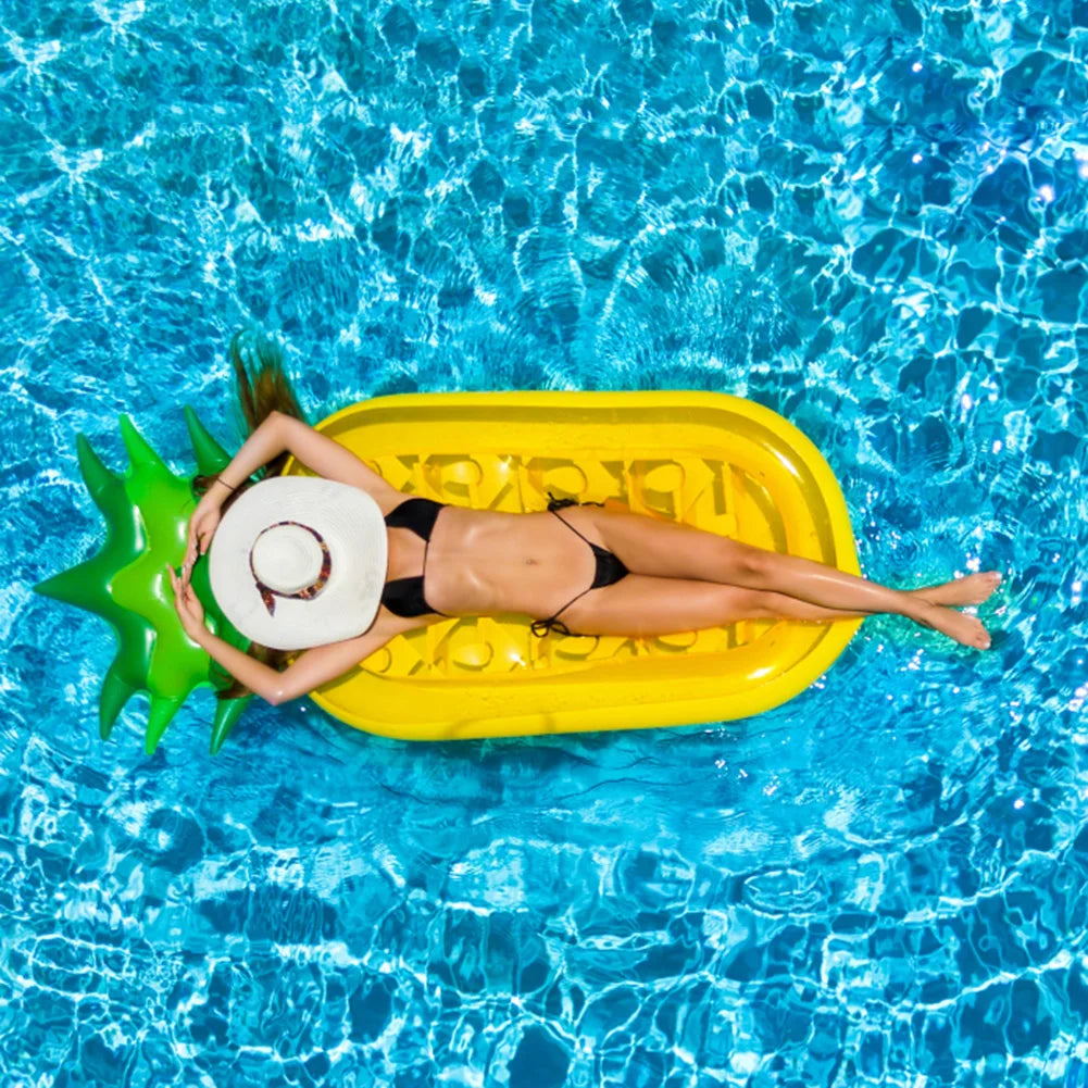 Pineapple Inflatable Hammock Bed Foldable Floating Water Recliner Mats Comfortable PVC Porous Exhaust Large Size for Summer Pool