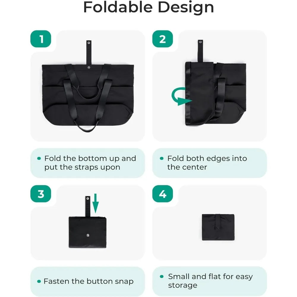 Tote Bag for Women, Foldable Tote Bag With Zipper Travel Large Shoulder Bag Handbag for Work