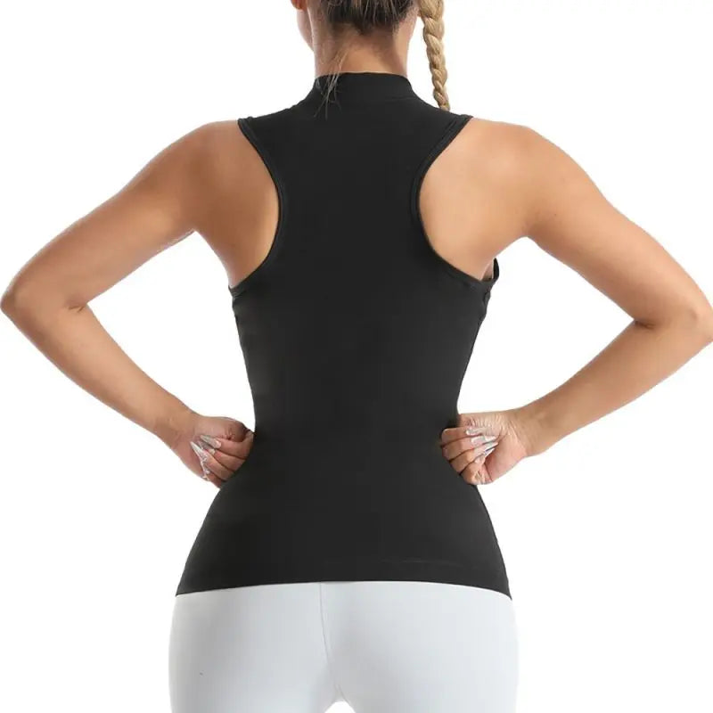 Women's Sauna Vest Zipper Design Body Shaper Heat Trapping Vest Weight Loss Workout Shirt Tank Top