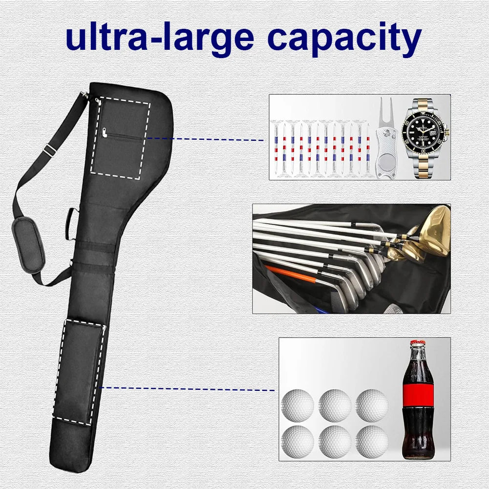 Golf Club Bag Foldable Golf Carry Bag Waterproof Golf Club Travel Bag Golf Travel Case for 8-10 Golf Clubs