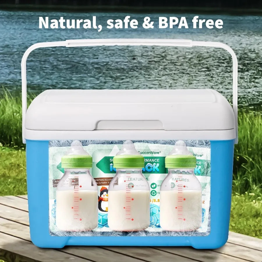 5 Packs Reusable Ice Packs for Lunch Boxes 12+ Hour Cooling Ice Gel Pack for Camping Beach Office Ice Packs for Cooler Bag Cool