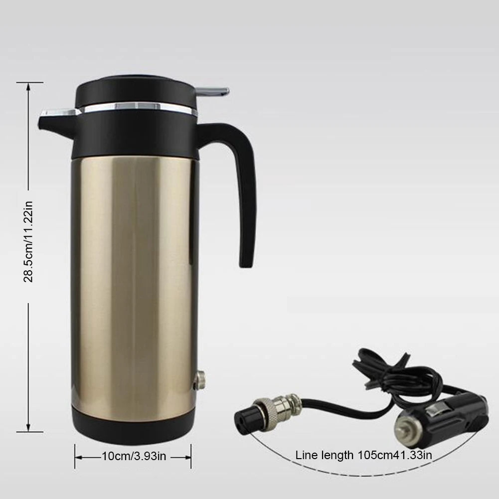 1200 ML Car Hot Kettle Car Truck Water Heater Large Capacity 12/24 V Tea Coffee Kettle Leak-Proof Design 120/240 W Auto Shut Off