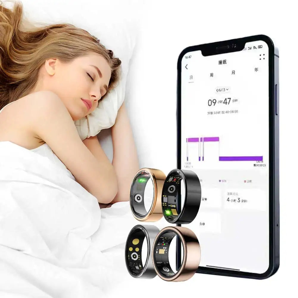 Smart Ring Health Tracker IP68 Waterproof Sleep Heart Rate Blood Oxygen Tracker Multi-sport Modes for Women Men for iOS Android