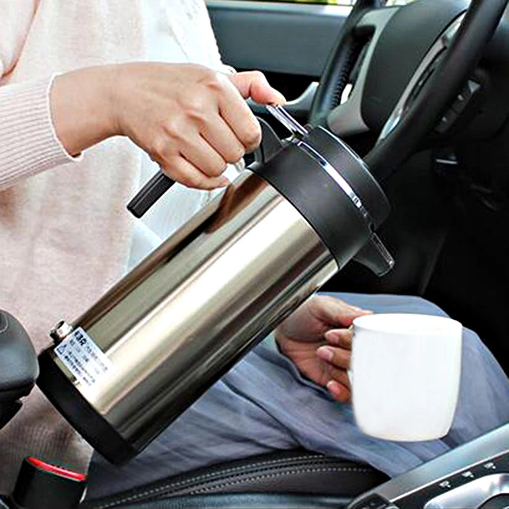 1200 ML Car Hot Kettle Car Truck Water Heater Large Capacity 12/24 V Tea Coffee Kettle Leak-Proof Design 120/240 W Auto Shut Off