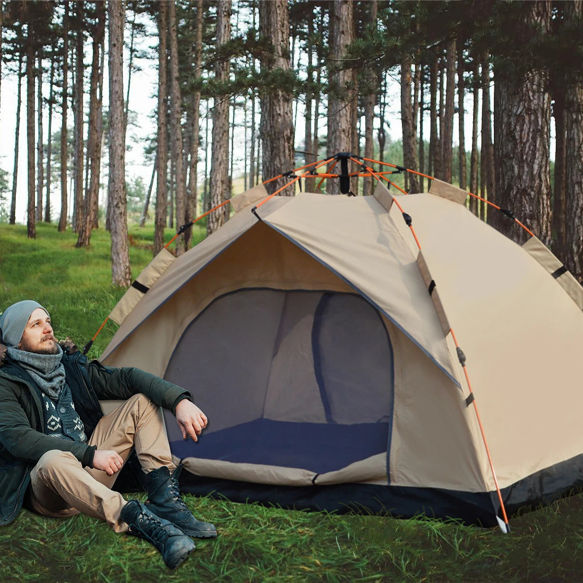 Outdoor Automatic Camping Tent Family Tents Parties Music Festival Tent Easy Up Waterproof Weather Resistant 4 person tents