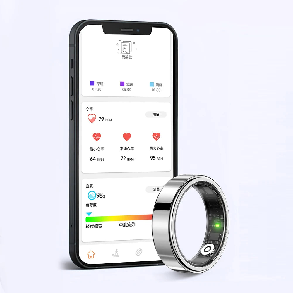 SR09 Smart Ring Health Tracker Bluetooth-Compatible 5.1 Health Ring 5ATM Waterproof Fitness Ring for Women Men for Android & iOS