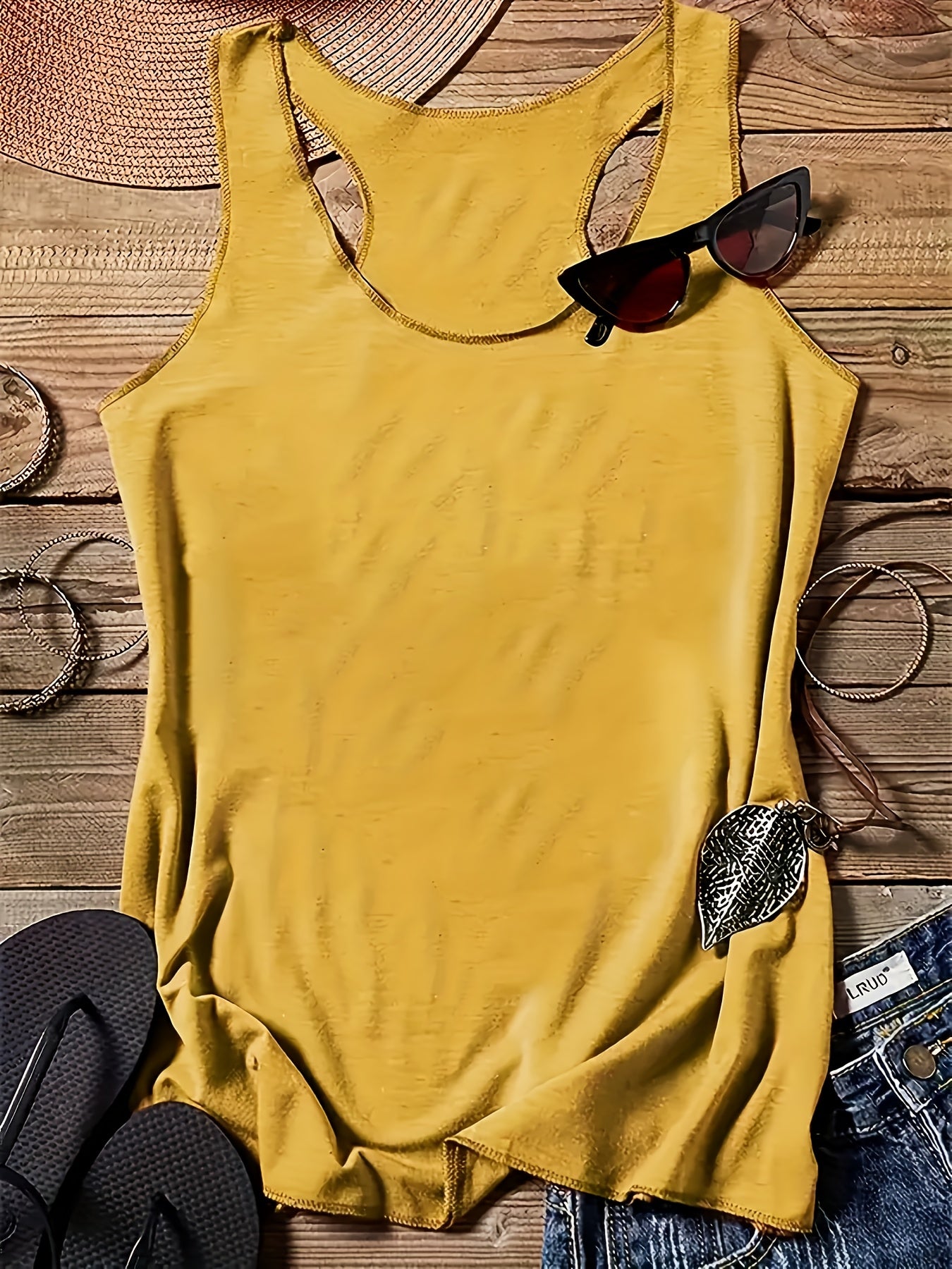 SINHOON 5pcs Sleeveless Tank Tops - Comfortable Round Neck Casual Tops for Spring & Summer - Versatile Clothing | Sleeveless Tops | Stretchy Fabric, Summer Tank Tops