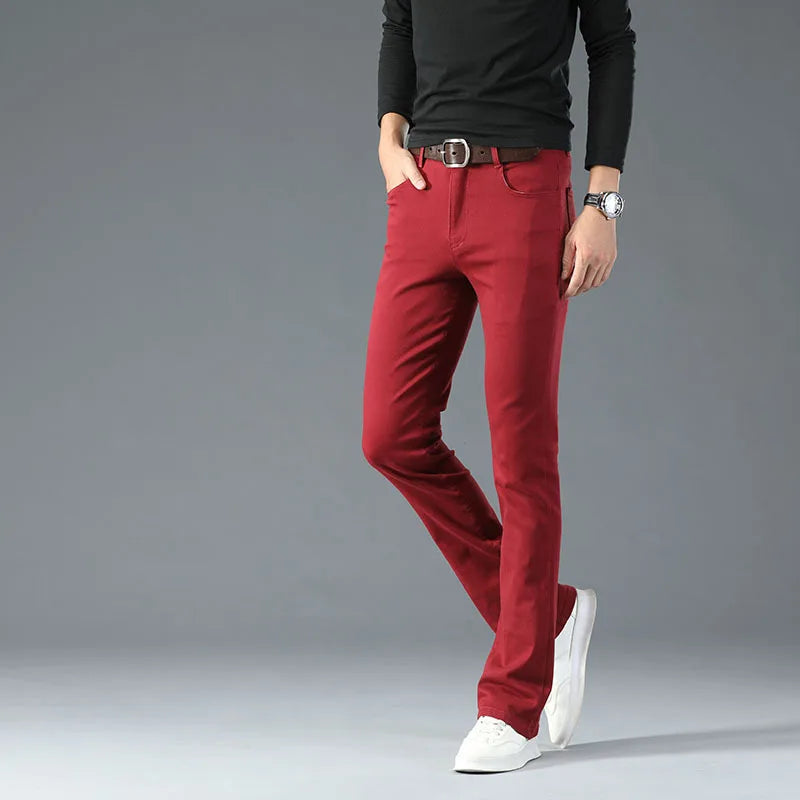 Thin Flare Pants Men Bell Bottom Boot Cut Trouser Men Classic Summer Flared Pant Men Pantalon Homme Black White