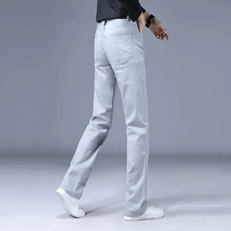 Thin Flare Pants Men Bell Bottom Boot Cut Trouser Men Classic Summer Flared Pant Men Pantalon Homme Black White