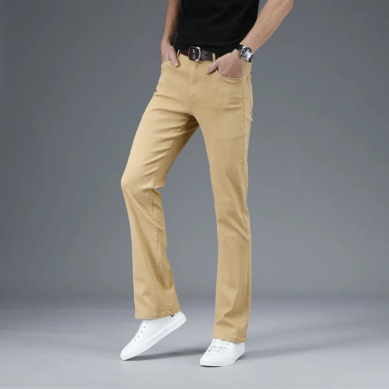 Thin Flare Pants Men Bell Bottom Boot Cut Trouser Men Classic Summer Flared Pant Men Pantalon Homme Black White