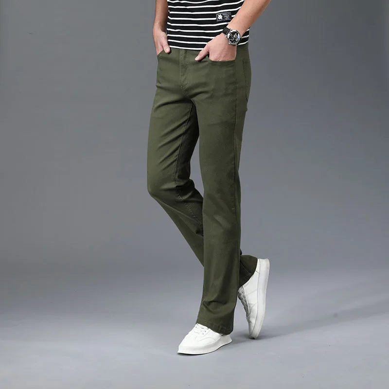 Thin Flare Pants Men Bell Bottom Boot Cut Trouser Men Classic Summer Flared Pant Men Pantalon Homme Black White