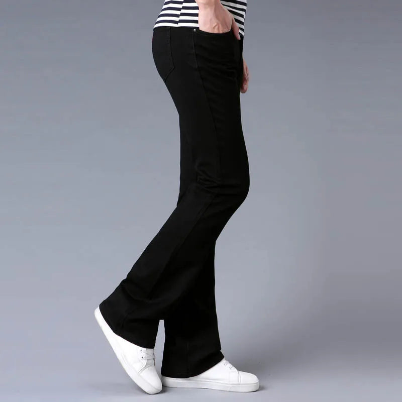 Thin Flare Pants Men Bell Bottom Boot Cut Trouser Men Classic Summer Flared Pant Men Pantalon Homme Black White