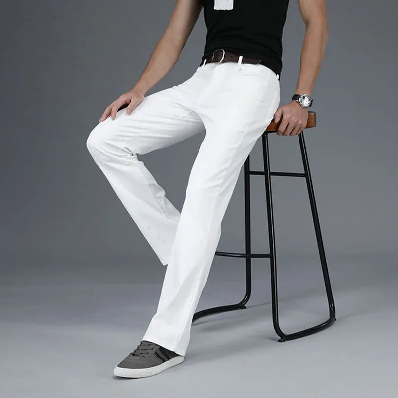 Thin Flare Pants Men Bell Bottom Boot Cut Trouser Men Classic Summer Flared Pant Men Pantalon Homme Black White