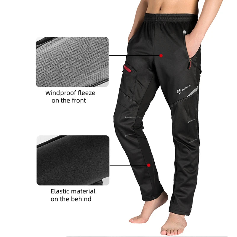Winter Bike Pants Men Women Thermal Warm Long Cycling Pants Fleece Reflective Windproof MTB Sports Bicycle Trousers